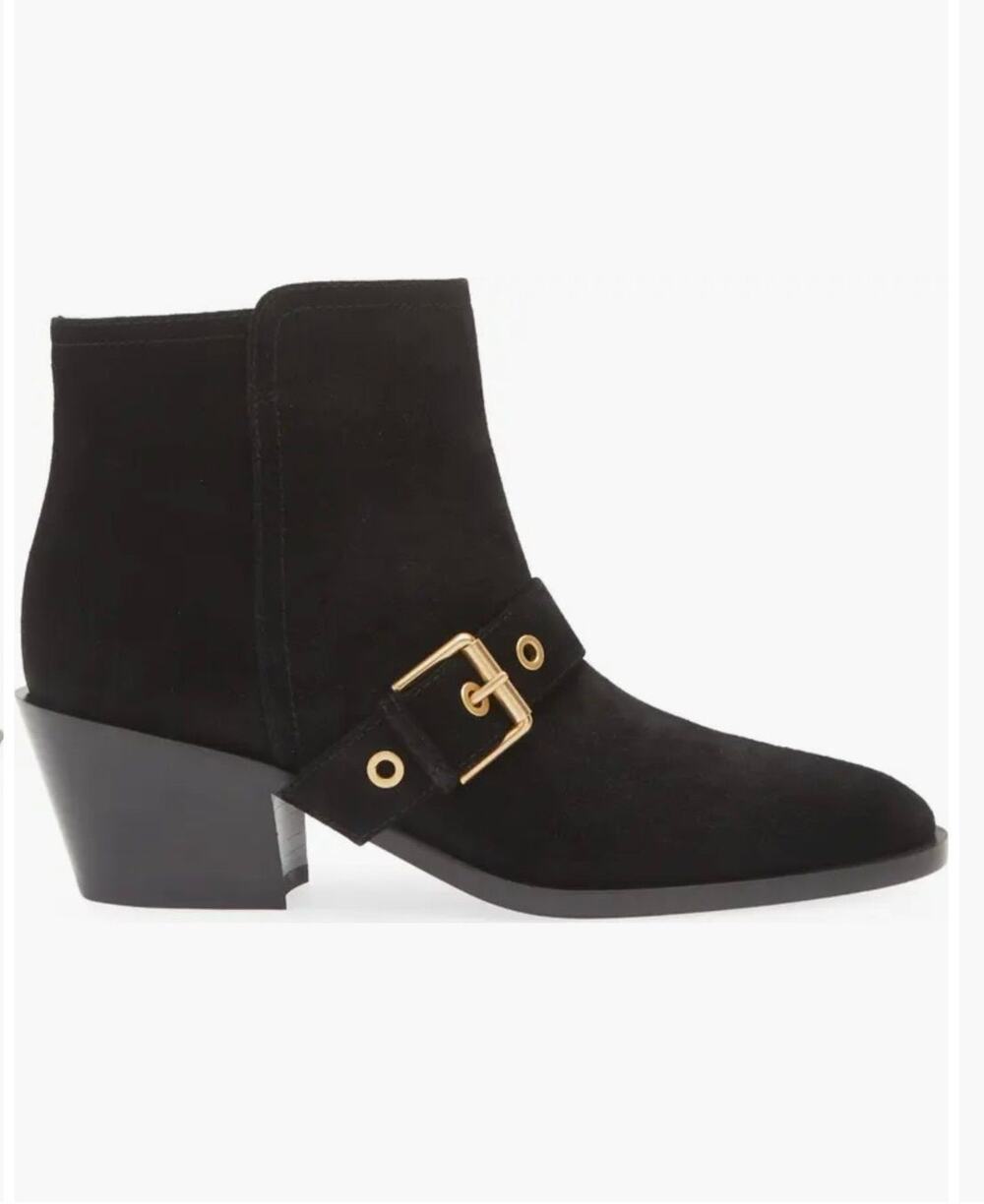 Gianvito Rossi Black Suede Harness Ankle Boots - Women's Size EU 39/US 9